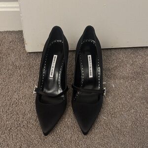 Manolo Blahnik Black Heels with Silver Accents